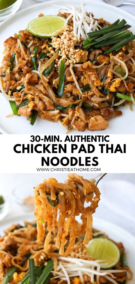 Pei Wei Pad Thai Recipe, Thai Chicken Dinner Recipes, Simple Chicken Pad Thai, Weight Watchers Pad Thai, Noodles Pad Thai Recipe, Pioneer Woman Pad Thai Recipe, Pad Thai Recipe Noodles And Company, Low Calorie Chicken Pad Thai, Rice Noodle Pad Thai