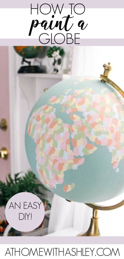 Globe Diy, Painted Globe, Homework Station, Thrifted Home Decor, Back To School Organization, Organizing Paperwork, A Globe, Entryway Organization, World Globe