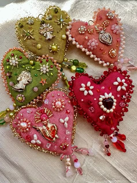 Archive | Millie Amber Millie Amber, Moire Fabric, Art Perle, Felt Beads, Felt Christmas Ornaments, Heart Ornament, Felt Christmas, Embroidery Inspiration, Felt Ornaments