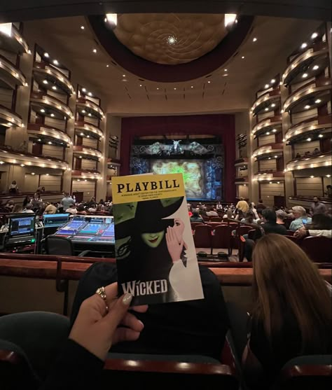 Aesthetic Broadway Pictures, Going To The Theater Aesthetic, Theatre Show Aesthetic, Broadway Musicals Aesthetic, Broadway Instagram Pictures, Wicked The Musical Aesthetic, Musical Theatre Lead Aesthetic, Broadway New York Aesthetic, Broadway Musical Aesthetic