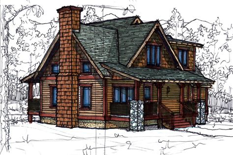 Plan 921-2 - Houseplans.com Log Cabin House, Cottage Style House Plans, Cabin Floor Plans, Cabin House, Cabin House Plans, Lake House Plans, Craftsman Style House Plans, Cottage Plan, Log Cabin Homes