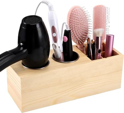 Amazon.com: Hair Dryer Countertop Holder, Hair Tool Organizer Wall Mount, Blow Dryer Holder Cabinet Door Organizer, Bathroom Countertop Blow Dryer Holder and Curling Iron Holder (Cedar Wood, Log Color) : Home & Kitchen Hair Tools Organization Drawer, Hair Dryer And Curling Iron Holder, Diy Hair Tool Organizer Wall Mount, Hair Tools Organization, Sister Bathroom, Blow Dryer Storage, Cabinet Door Organizer, Curling Iron Holder, Hairdryer Holder