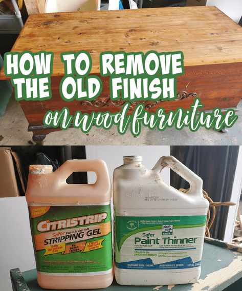 These steps are the best way to remove old finish and stain from wood furniture to reveal a natural wood finish. The new topcoat makes the wood furniture look like new! Remove Varnish From Wood, Stripping Stained Wood, Removing Stain From Wood, Stripping Wood Furniture, Restore Wood Furniture, Stripping Furniture, Restore Wood, Staining Furniture, Stripping Paint