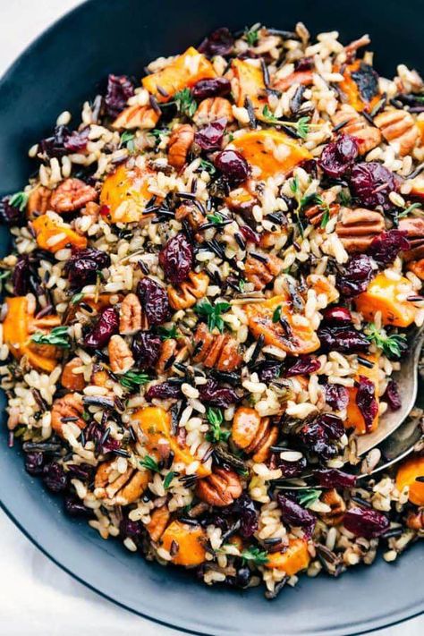 Cranberry Pecan Sweet Potato Wild Rice Pilaf | The Recipe Critic Sweet Potato Wild Rice, Slowcooker Pasta, Wild Rice Pilaf, Wild Rice Recipes, Cheese Potato, Cheese Log, Cranberry Pistachio, Rice Side, Rice Side Dishes