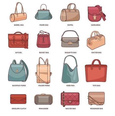 Types Of Bags, Types Of Handbags, Types Of Purses, Bag Styles, Bag Names, Fashion Vocabulary, Unique Birthday, Trendy Handbags, Cheap Handbags