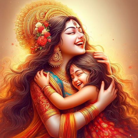 Cute Durga Maa, Indian Goddess Painting, Kali Picture, Goddess Kali Images, Durga Picture, Devi Images Hd, Goddess Aesthetic, God Artwork, Boho Art Drawings