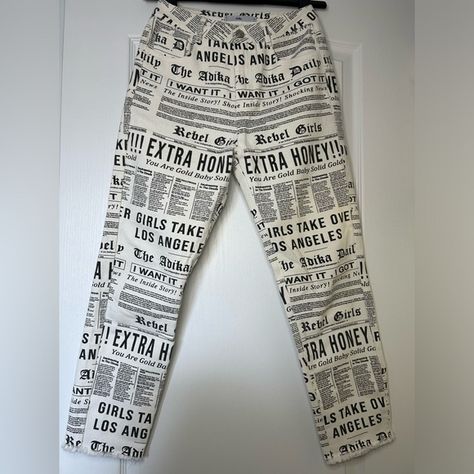 Adika Newspaper Print Jeans | Size: Small Solids For Baby, Newspaper Print, Newspaper Printing, Print Jeans, Printed Jeans, Print Pants, Gold Baby, Printed Pants, Pants Jeans