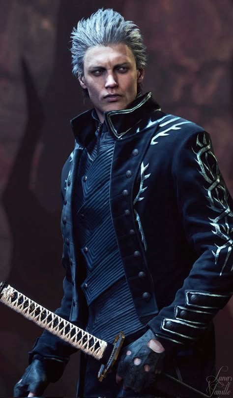 Male Video Game Characters, Vergil Dmc5, Vergil Devil May Cry, Dmc Vergil, Vergil Sparda, Dante Dmc, Vergil Dmc, Devil May Cry 4, Dante Devil May Cry