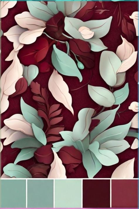 Mint And Burgundy, Mint Green And Burgundy Wedding, Celebration Color Palette, Blue Red Green Color Palette, Burgundy And Green Color Palette, Burgundy Green Color Palette, Burgundy Colour Combinations, Mint Color Combinations, Maroon Color Combinations