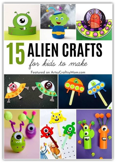 Alien Stem Activities, Make Your Own Alien Craft, Alien Ornaments Diy, Alien Crafts Preschool, Roll An Alien, Alien Art For Kids, Alien Activities For Kids, Diy Alien Decorations, Alien Crafts For Kids