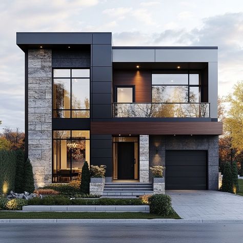 Dreaming of a home that perfectly blends modern elegance with timeless design. 🏡✨ #ModernLiving #ArchitecturalDesign #dreamhome Modern House Inspo Exterior, Best House Design Exterior, Modern Building Design Exterior, Modern Dream House Exterior, Home Design 2024, Perfect House Modern, House With Big Windows Exterior, Houses Modern Exterior, Modern Elevation Designs For House