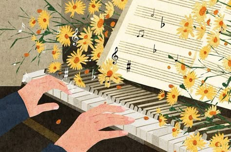 Music Therapy Illustration, Piano Playlist Cover, Music Aesthetic Horizontal, Music Education Aesthetic, Ipad Wallpaper Music, Piano Widget, Piano Aesthetic Drawing, Piano Aesthetic Wallpaper, Music Notes Aesthetic