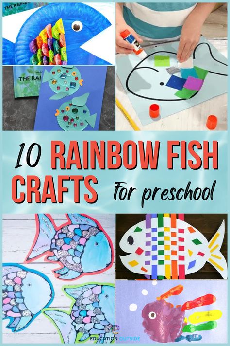 Rainbow Fish Kindness Activities, Rainbow Fish Project, F Is For Fish Preschool, Eyfs Rainbow Fish, Fish Art Craft Preschool, Rainbow Fish Eyfs Activities, Rainbow Fish Craft Toddlers, Rainbowfish Art Activity For Kids, Rainbow Fish Art Preschool