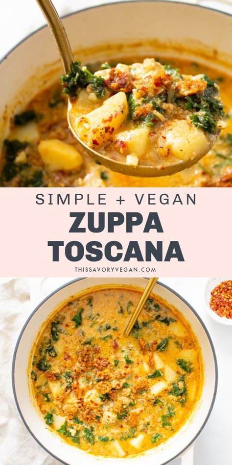 Vegan Zuppa Toscana Soup, Vegan Zuppa Toscana, 7 Day Cabbage Soup Diet, Sausage And Kale, Zuppa Toscana Soup, Toscana Soup, Vegetarian Soup Recipes, Cabbage Soup Diet, Vegan Soup Recipes