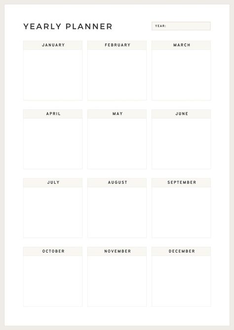 White and Black Simple Yearly Planner A4 Document - Templates by Canva Money Binder, A4 Document, Calendar 2023, Cute Sketches, Document Templates, Bucket Lists, Planner Book, List Template, Templates Printable Free