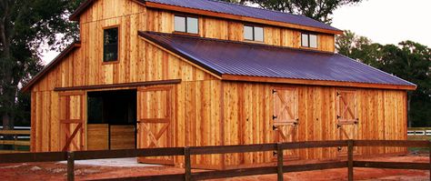 Solid wood barns from BarnsandBuildings.com. Rustic Barn Homes, Wood Homes, Pole Barn Designs, Pole Barn Garage, Barn Builders, Garage Designs, Horse Facility, Barn Shop, Pole Buildings