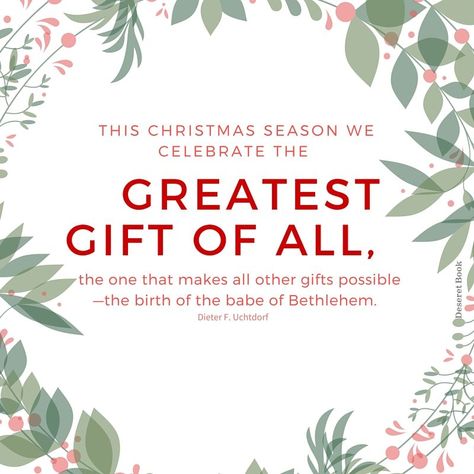 Lds Christmas Quotes, Gifts Under The Tree, Lds Christmas, Hoarding Design, Mormon Messages, Ward Christmas Party, Christmas Scripture, Mormon Quotes, Christmas Sayings