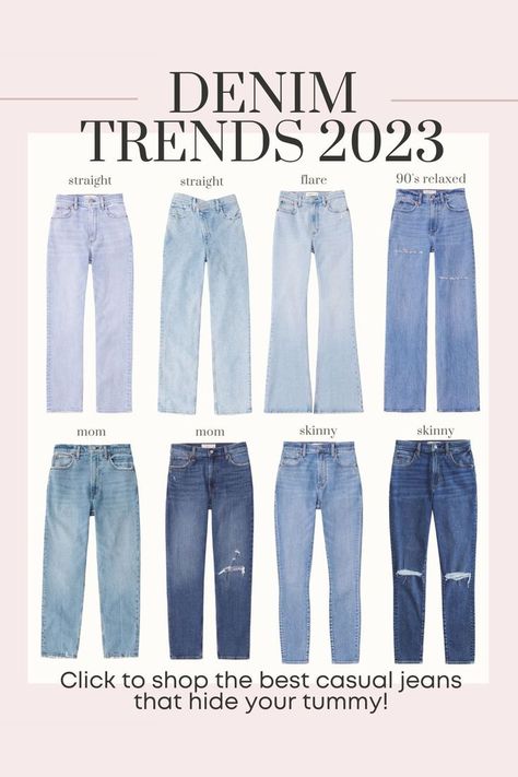 Denim trends for 2023 include straight jeans, flare jeans, relaxed jeans, mom jeans, and some skinny jeans! These casual jeans hide your belly and make for the best casual outfits. These are the best jeans for women. denim trends, fall denim, winter denim, casual denim, casual jeans, jean trends for women, fall jeans outfit casual, casual jeans outfit, jeans for moms, fall casual outfits, fall jeans Jeans For Moms, Fall Jeans Outfit Casual, Fall Jeans Outfit, Casual Jeans Outfit, Casual Outfits Fall, Fall Denim Trends, Jeans Pants Outfit, Fall Casual Outfits, Mom Jeans Outfit Winter