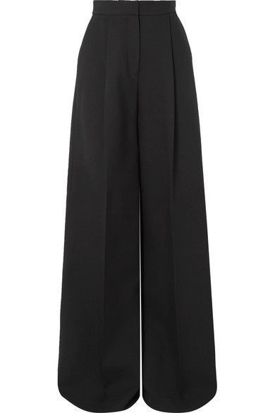 Pants For Long Legged, Wide Leg Black Dress Pants, A Line Trousers, Best Wide Leg Pants, Alexander Mcqueen Pants, Fitted Wide Leg Pants, Black Trousers Aesthetic, Black Pants Design, Black Pants Aesthetic