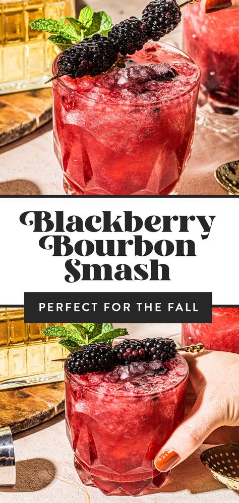 Burbon Drinks, Blackberry Bourbon Smash, Bourbon Drinks Recipes, Maple Cocktail, Blackberry Whiskey, Blackberry Bourbon, Blackberry Cocktail, Blackberry Drinks, Bourbon Cocktail Recipe