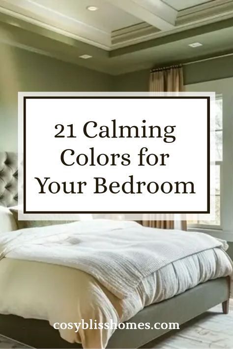 Ready to turn your bedroom into a calming getaway? Check out these 21 peaceful color ideas that can transform your space! From olive green to serene blues, we'll guide you on how colors can enhance relaxation and restful sleep. Explore color schemes, lighting tips, and delightful decor combinations that create an inviting and tranquil atmosphere. This list is perfect for anyone dreaming of a sanctuary at home or looking to refresh their relaxing space without the stress of overwhelming choices! Bedroom Inspirations Master Color Schemes Relaxing, Master Bedrooms Decor With Color, Color Palette For Master Room, On Trend Bedroom Colours, Best Calming Bedroom Colors, Peaceful Primary Bedroom, Accent Colors For White Bedroom, Paint Color For Bedroom Relaxing, Relaxing Interior Paint Colors