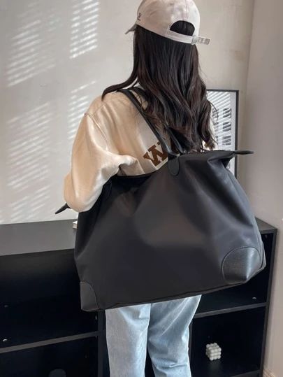 Oversized Pattern, Business Casual Minimalist, Bags For Teens, Oversized Bag, Essential Bag, Overnight Bag, Shoulder Tote Bag, Bag Bag, Black Tote Bag