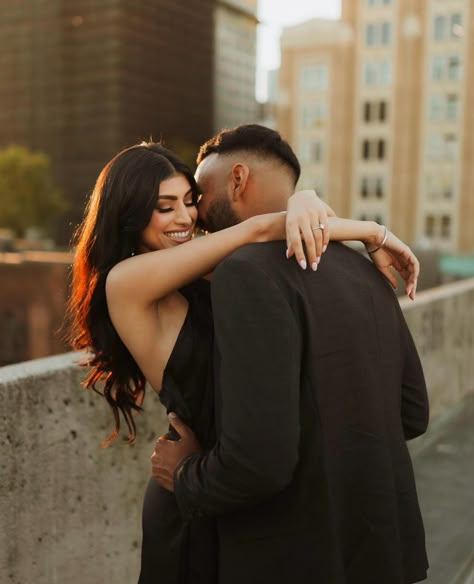 Black Tie Photoshoot Couple, Couples Photoshoot Suit And Dress, Couple’s Anniversary Photoshoot, Cute Fancy Couple Pictures, Photoshoot Ideas Anniversary, Couple Looking At Camera, Gorgeous Engagement Photos, Best Couples Poses, Bridal Engagement Photoshoot