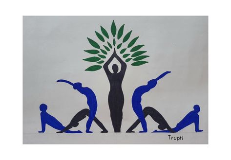 Yoga day drawing....and yoga day poster Creative Yoga Day Posters, Yoga Day Posters Drawing, Yoga Day Posters Ideas, Yoga Day Drawing, Yoga Day Posters, Posture Drawing, Doodle Canvas, Happy International Yoga Day, School Wall Art