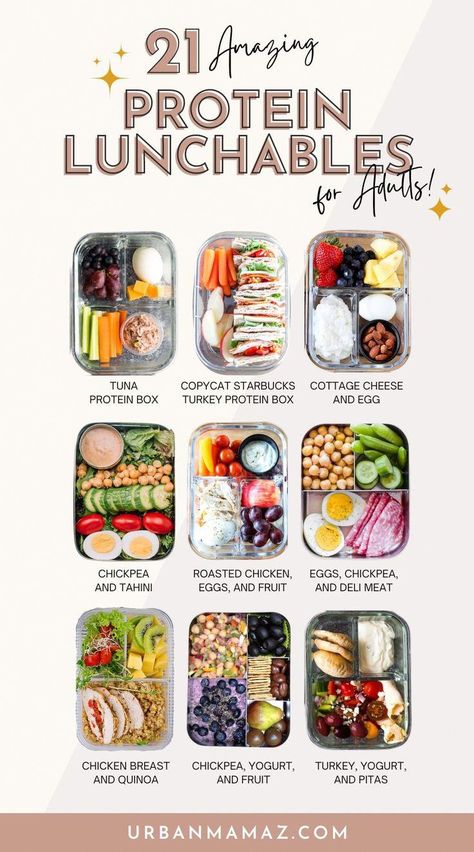 Looking for amazing protein lunchables? Check out this ultimate list of 21 best protein lunchables for adults! #BestDietFoods Healthy Adult Snack Boxes, Bento Protein Boxes, Pb&j Lunch Lunchbox Ideas, Lunch Box Protein, High Protein Snack Boxes For Adults, Adult Lunchables Vegetarian, Adult Lunchables High Protein, Diy Protein Box Ideas, High Protein Bento Box Lunch For Adults