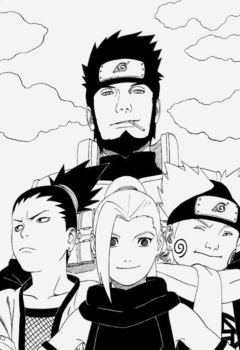 manga caps Asuma Shikamaru, Naruto Gaiden, Team 10, Naruto Teams, Naruto Sketch, Naruto Drawings, Masashi Kishimoto, Naruto Fan Art, Naruto Manga