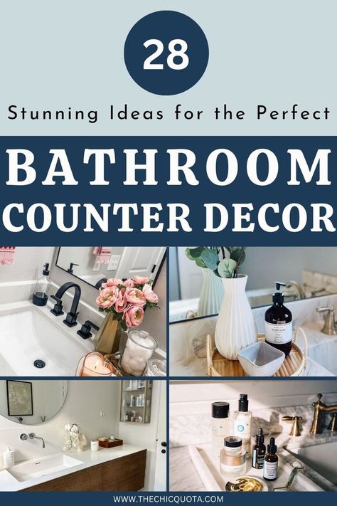 bathroom counter decor Bathroom Counter Design, Bathroom Countertop Storage Ideas, Bathroom Counter Designs, Small Bathroom Counter Decor, Bathroom Sink Decor Ideas, Bathroom Countertop Decor, Bathroom Counter Ideas, Bathroom Counter Storage, Efficient Bathroom