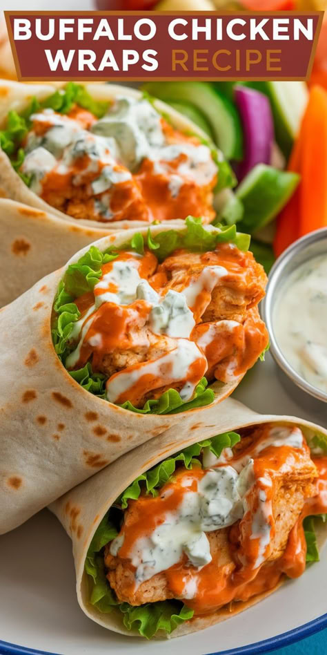 Spicy, tangy, and creamy—these Buffalo Chicken Wraps are the ultimate quick meal. Perfect for a weeknight dinner or a game day snack, they’ll satisfy your cravings every time. Buffalo Wraps Healthy, Wraps For Meal Prep, Buffalo Chicken Wrap Cheddars Copycat, Low Cal Buffalo Chicken Wrap, Buffalo Chicken Canned Chicken, Buffalo Caesar Wrap, Best Buffalo Chicken Wraps, Buffalo Chicken Panini Recipes, Macro Friendly Buffalo Chicken Wrap