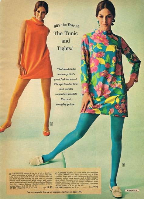 60s Colored Tights, Mod Fashion 60s, Aldens Catalog, 60s Fashion Trends, Outfits 60s, 60s Mod Fashion, 60’s Fashion, 60s Aesthetic, 1960’s Fashion