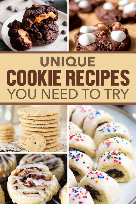 Never bake another boring cookie at home. Thus list of 25 unique cookie recipes are fun and some that you've likely never heard of! Cookie Flavors List, New Baking Recipes, Large Cookie Recipes, No Bake Caramel Cookies, Unique Cookie Recipes, Homemade Butterfingers, Recipes Unique, Special Cookies, Xmas Baking