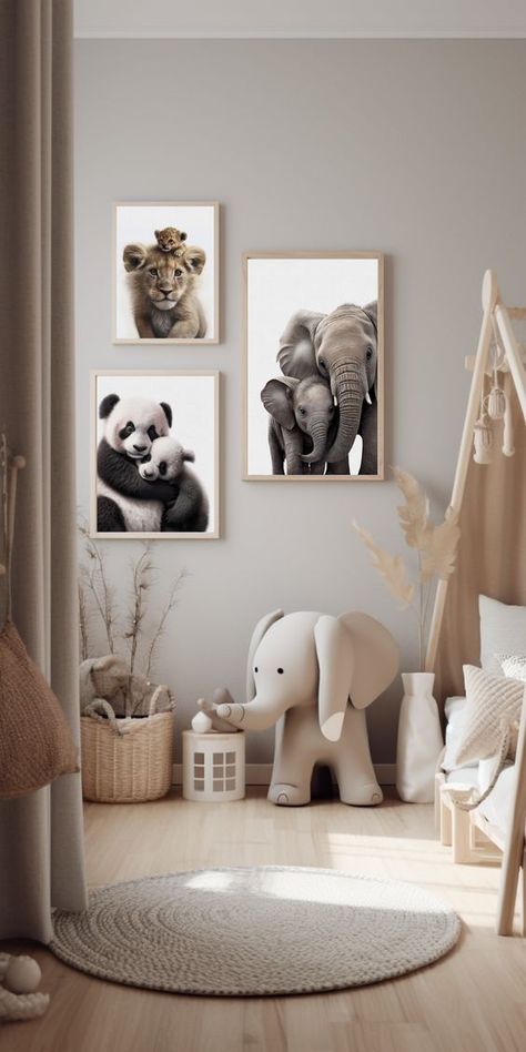 Nursery Room Animals, Baby Room Ideas Animals, Baby Nursery Animals Theme, Nursery Ideas Animals, Baby Room Themes Neutral, Kids Neutral Bedroom, Nursery Boy Ideas, Room Babyboy, Boy Nursery Room