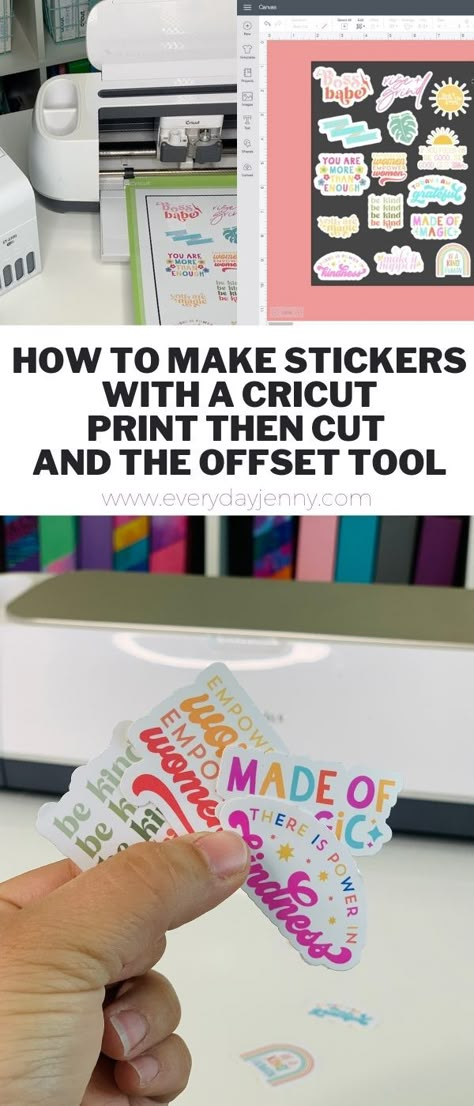 Printing Stickers With Cricut, Vinyl Stickers With Cricut, How To Cricut Vinyl Tutorials, Printable Vinyl Stickers Cricut, How To Make Printable Stickers, Crafts Using Cricut, Print To Cut Cricut, Crafts Made With Cricut, Offset On Cricut