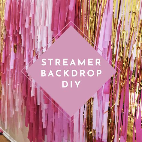 DIY Streamer Backdrop | Megan Picazo Events. This streamer backdrop is simple to make and you only need 3 materials to make it. Click the link to find out how! Purple Streamer Backdrop, Plastic Streamer Backdrop Diy, Selfie Wall Ideas Photo Backdrops Diy, Layered Streamer Backdrop, Crepe Paper Photo Backdrop, Diy Tinsel Backdrop, Easy Photo Backdrop Ideas, Small Party Ideas At Home, Simple Backdrop Ideas Diy