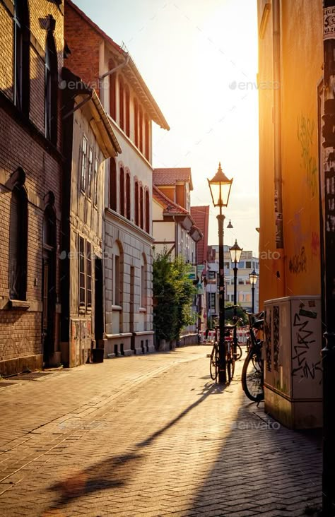 Buildings Street View, Small Town Street Photography, European Street Photography, Urban Scenes Photography, Old European Town, Urban Sketching Reference Photos Easy, Street Reference Photo, Street Drawing Reference, Street Scenes Photography