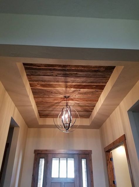 Ceiling detail Basement Ceiling Ideas Cheap, Basement Ceiling, Wall Wood, Attic Renovation, Ceiling Ideas, Subway Tiles, Recessed Ceiling, Wood Ceilings, The Ceiling