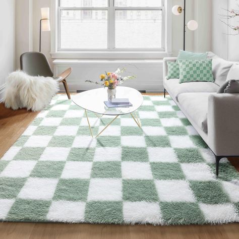 Bedroom Rugs Green, Cute Green Rug, Living Room Decor Pastel, Cute Rug For Bedroom, Cute Rugs Aesthetic, Sage Room Decor Aesthetic, Cute Aesthetic Home Decor, Astetic Rugs, Dorm Furniture Ideas