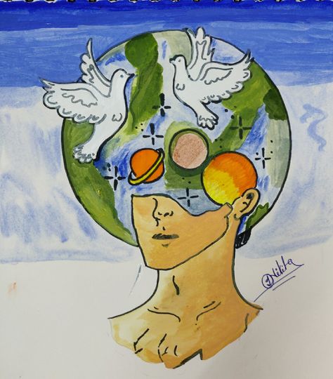 The world outside is reflection of human mind. If we can not keep our mind #peaceful..how can the world be #peaceful? #internationalpeaceday☮️ #21september #peace Peace Drawing Ideas Paintings, World Peace Day Poster, International Peace Day Poster, Peace Of Mind Art, Unique Semicolon, Dadaism Art, Semicolon Tattoos, International Peace Day, Peace Drawing