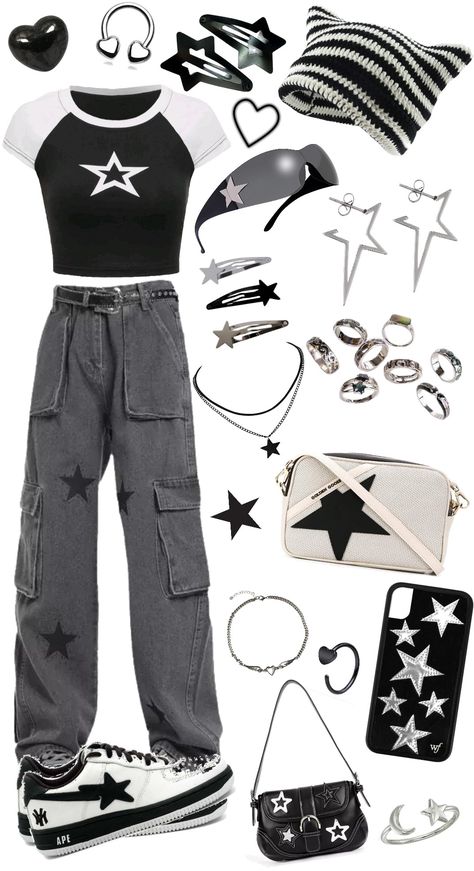 Girl Y2k, Star Clothing, 2000s Fashion Outfits, Tomboy Style Outfits, Fit Ideas, Swaggy Outfits, Mode Inspo, Tomboy Fashion, Really Cute Outfits