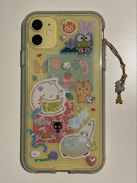 Phone Case Deco, Clear Phone Case Design, Popular On Pinterest, Diy Phone Case Design, Phone Case Inspo, Kawaii Phone, Kawaii Phone Case, Iphone Case Stickers, Yellow Iphone