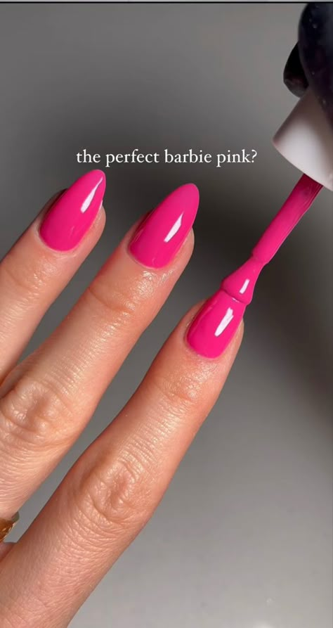 Summer Nails Barbie Pink, Pink Nails At Home, Barbie Color Nails, Bold Pink Nails, Colour Nail Tips, Barbie Nails Pink, Pink Nails Barbie, Fuschia Nails, Spring Nail 2023