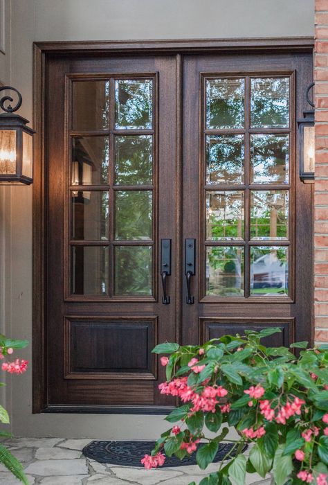 Double Front Entry Doors, French Front Doors, Double Doors Exterior, Beautiful Front Doors, French Doors Exterior, Double Door Design, Double Front Doors, Double Entry Doors, Wood Front Doors