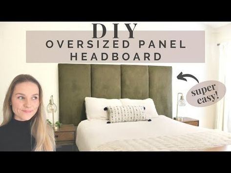 DIY Upholstered Panel Headboard | Luxury on a Budget - YouTube Diy Foam Headboard Ideas, Soft Headboard Diy, Diy Geometric Headboard, Diy Rug Headboard, Diy Plush Headboard, Diy Headboard Panels, Diy Panel Headboard, Diy Faux Headboard, Apolstered Headboard