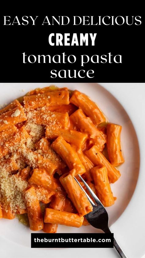 Want an insanely delicious and easy dinner in 10 minutes? This creamy tomato sauce is a staple recipe you need to add to your repertoire. Made with simple ingredients, this luscious and glossy sauce is perfect for busy weeknights or equally to impress friends and family. A creamy parmesan packed sauce with a tomato paste base and a squeeze of lemon for the perfect finishing touch. Easy Pasta Recipes Tomato Sauce, Tomato Paste Heavy Cream Pasta, Homemade Pasta Sauce With Tomato Paste, Pasta Dishes With Red Sauce, Easy Creamy Tomato Sauce, Pasta Sauce Tomato Paste, Pasta In Red Sauce Recipes, Tomato Roux Sauce, Use Up Tomato Paste