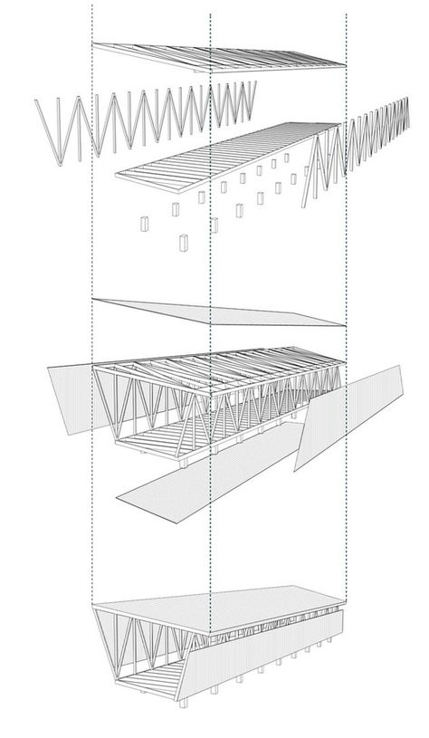 21 Detailed Construction Sections for Wood Structures | ArchDaily Wood Architecture, Timber Structure, Architecture Design Concept, Bridge Design, Structure Architecture, Wood Structure, Diagram Architecture, Structure Design, Architecture Presentation