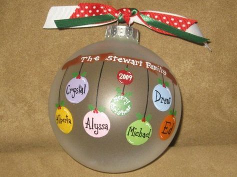 Personalized Family Ornaments GLASS by overtheedgeornaments, $16.00: Personalized Family Ornaments, Family Ornaments, Family Christmas Ornaments, Navidad Diy, Cadeau Diy, Painted Ornaments, Family Ornament, Christmas Ornaments Homemade, Hand Painted Ornaments