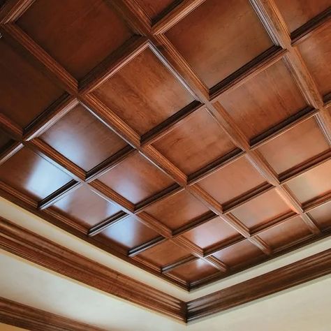 12 Modern Wooden Ceiling Designs For Your Dream Home Decorative Drop Ceiling Tiles, Drop Ceiling Basement, Wood Ceiling Panels, Wooden Ceiling Design, Interior Hotel, Drop Ceiling Tiles, House Ceiling Design, Drop Ceiling, Ceiling Design Living Room